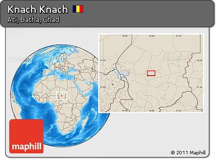 Shaded Relief Location Map of Knach Knach