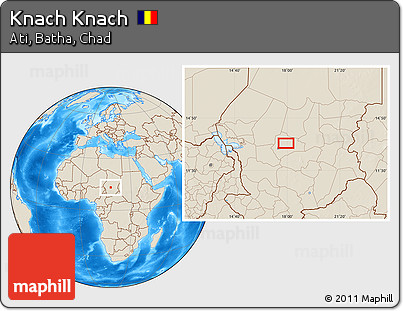 Shaded Relief Location Map of Knach Knach
