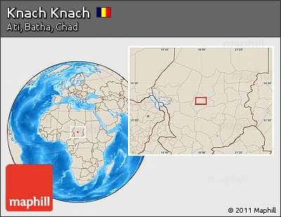 Shaded Relief Location Map of Knach Knach