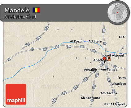 Shaded Relief Map of Mandelé