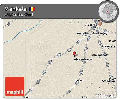 Shaded Relief Map of Mankala