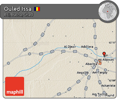Shaded Relief Map of Ouled Issa