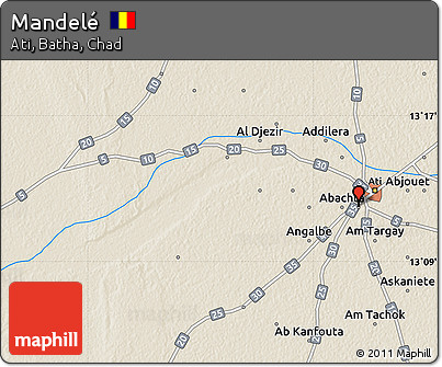 Shaded Relief Map of Mandelé