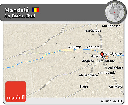 Shaded Relief Panoramic Map of Mandelé