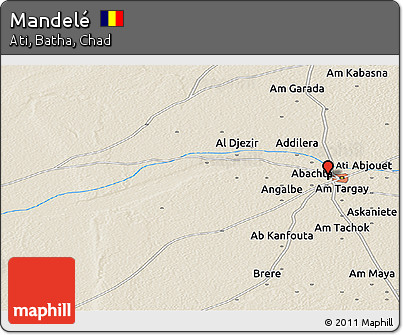 Shaded Relief Panoramic Map of Mandelé