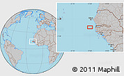 Gray Location Map of the area around 13° 13' 56" N, 17° 46' 29" W