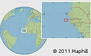 Savanna Style Location Map of the area around 13° 13' 56" N, 17° 46' 29" W