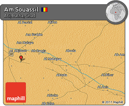 Political 3D Map of Am Souassil