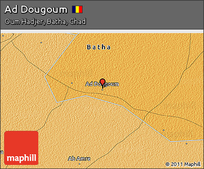 Political 3D Map of Ad Dougoum