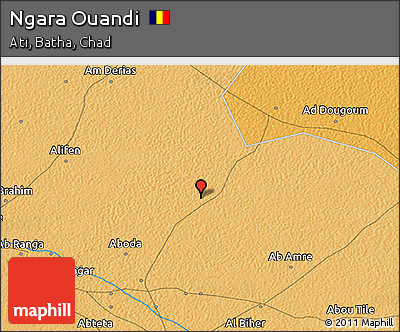 Political 3D Map of Ngara Ouandi