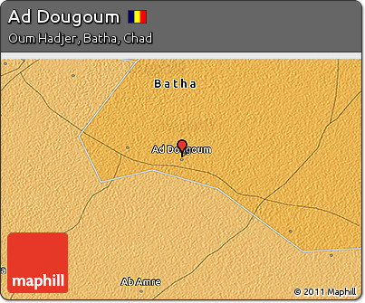 Political 3D Map of Ad Dougoum