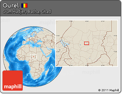 Shaded Relief Location Map of Ourel