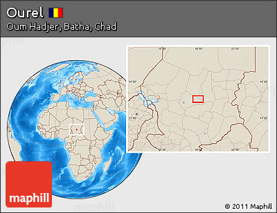 Shaded Relief Location Map of Ourel