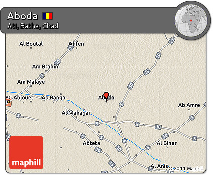Shaded Relief Map of Aboda