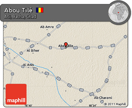 Shaded Relief Map of Abou Tilé