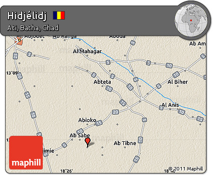 Shaded Relief Map of Hidjélidj