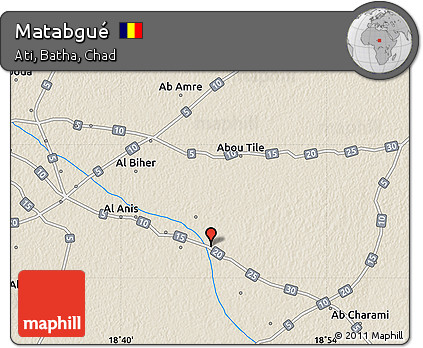Shaded Relief Map of Matabgué