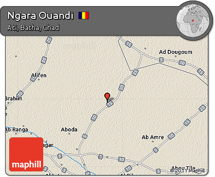 Shaded Relief Map of Ngara Ouandi