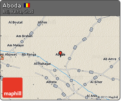 Shaded Relief Map of Aboda