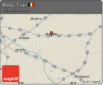 Shaded Relief Map of Abou Tilé