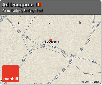 Shaded Relief Map of Ad Dougoum