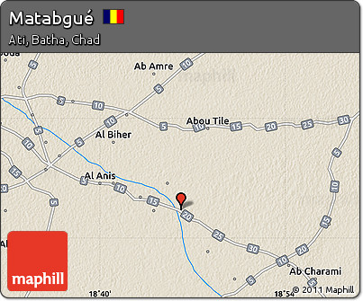 Shaded Relief Map of Matabgué