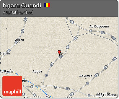 Shaded Relief Map of Ngara Ouandi