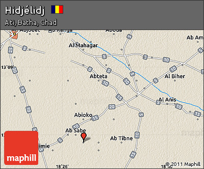 Shaded Relief Map of Hidjélidj