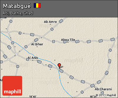 Shaded Relief Map of Matabgué