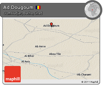 Shaded Relief Panoramic Map of Ad Dougoum