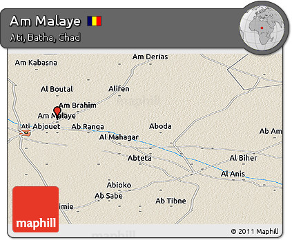 Shaded Relief Panoramic Map of Am Malaye