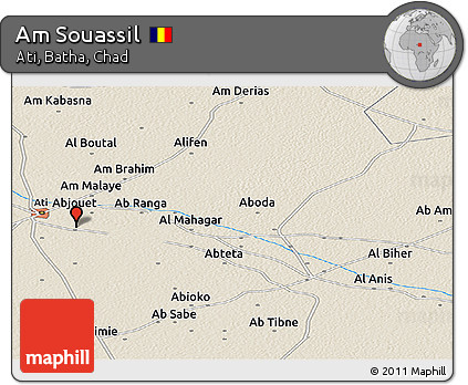 Shaded Relief Panoramic Map of Am Souassil