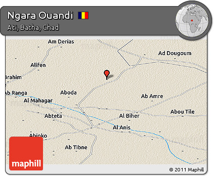 Shaded Relief Panoramic Map of Ngara Ouandi