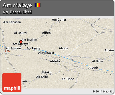 Shaded Relief Panoramic Map of Am Malaye