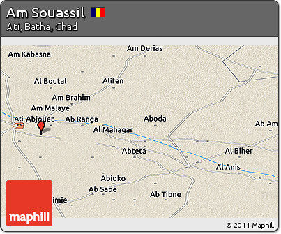 Shaded Relief Panoramic Map of Am Souassil