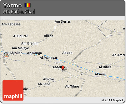 Shaded Relief Panoramic Map of Yormo