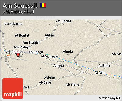 Shaded Relief Panoramic Map of Am Souassil