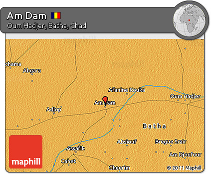 Political 3D Map of Am Dam