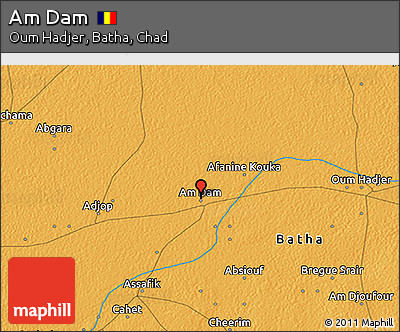 Political 3D Map of Am Dam