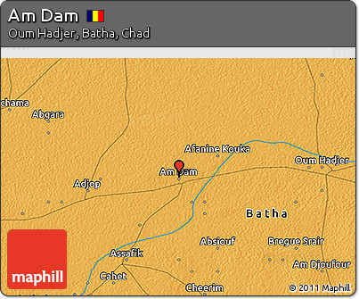 Political 3D Map of Am Dam