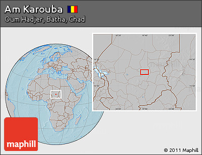 Gray Location Map of Am Karouba, hill shading