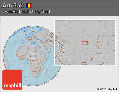 Gray Location Map of Am Sak, hill shading