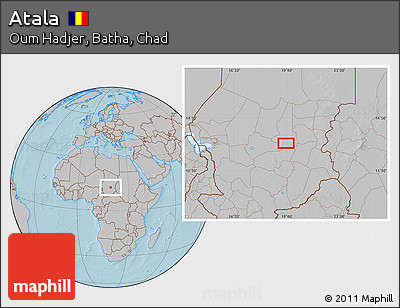 Gray Location Map of Atala, hill shading