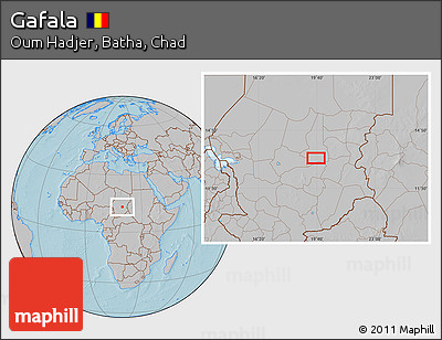 Gray Location Map of Gafala, hill shading
