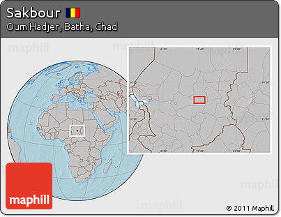 Gray Location Map of Sakbour, hill shading