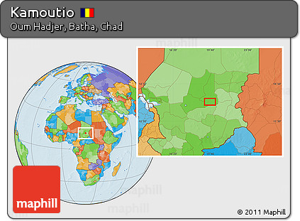 Political Location Map of Kamoutio