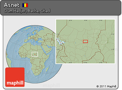 Savanna Style Location Map of Asnet, hill shading