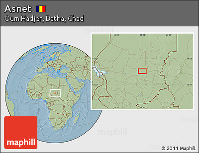 Savanna Style Location Map of Asnet, hill shading