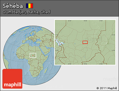 Savanna Style Location Map of Séhéba, hill shading