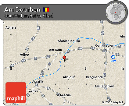 Shaded Relief Map of Am Dourban